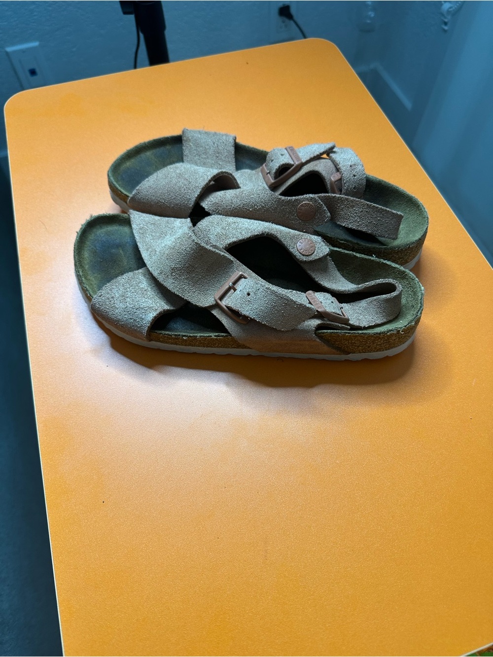 Birkenstock Kids Suede Crisscross Sandals in Tan